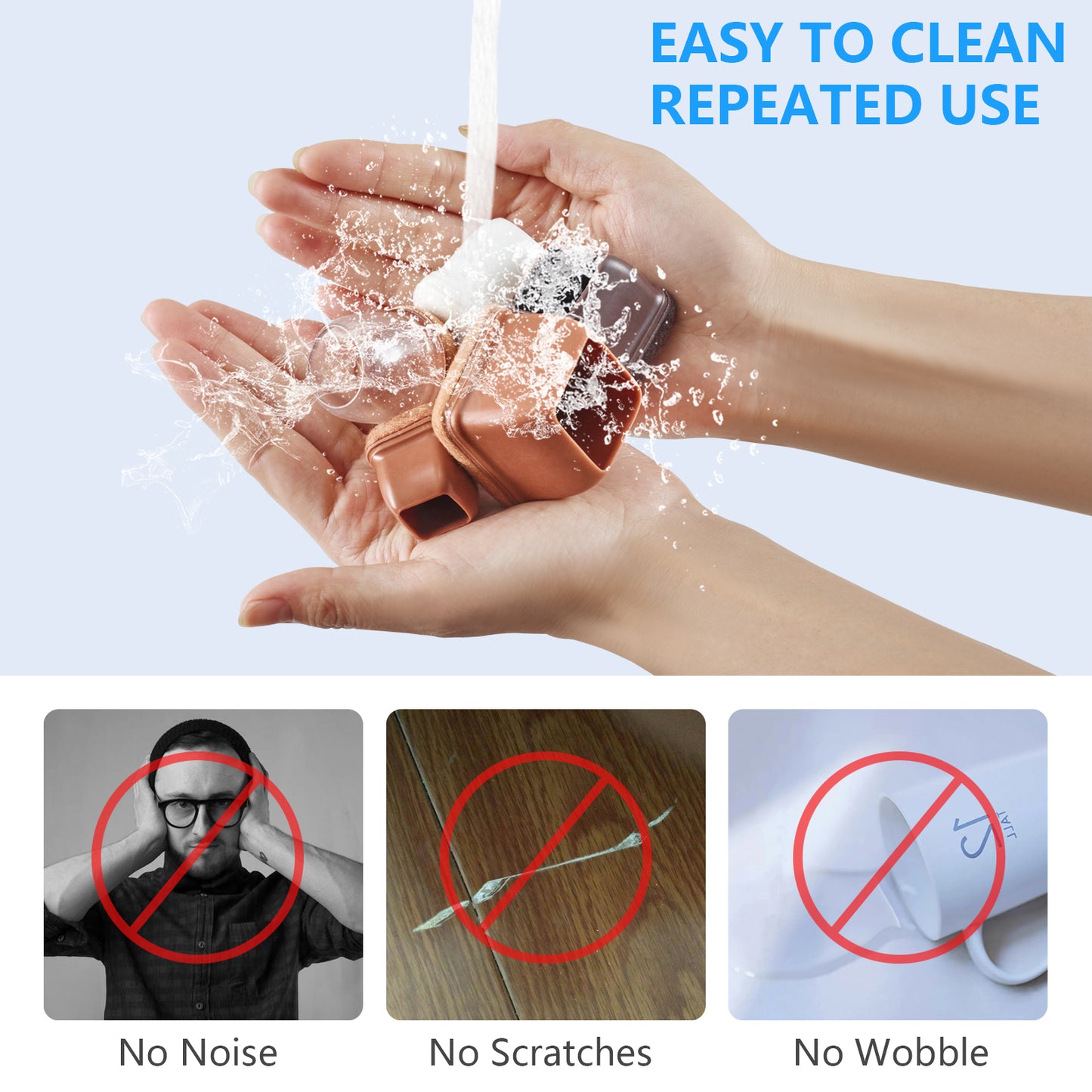 16 Pack Chair Leg Floor Protectors Square for Hardwood Floors, Rubber Furniture Sliders, 360°Felt Pad Bottom Wrapped Thickening Silicone Furniture Legs Caps Covers